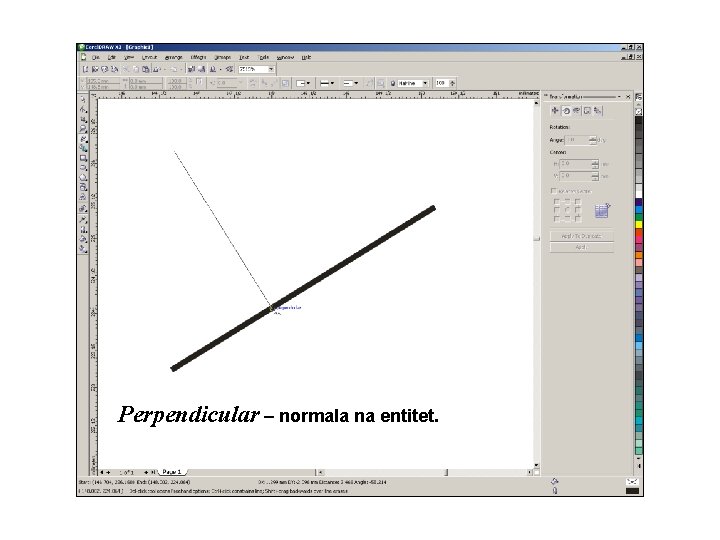 Perpendicular – normala na entitet. 