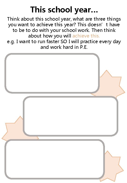 This school year… Think about this school year, what are three things you want