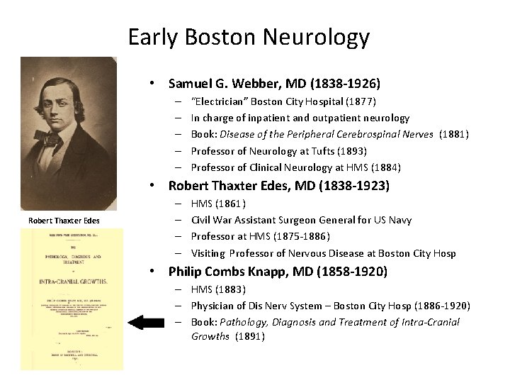 Early Boston Neurology • Samuel G. Webber, MD (1838 -1926) – – – “Electrician”