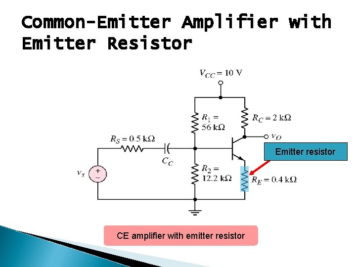 Common-Emitter Amplifier with Emitter Resistor Emitter resistor CE amplifier with emitter resistor 
