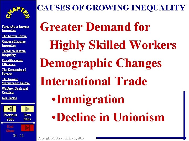 CAUSES OF GROWING INEQUALITY Facts About Income Inequality The Lorenz Curve Causes of Income