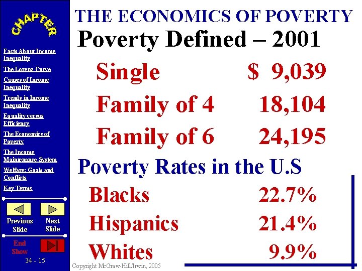 THE ECONOMICS OF POVERTY Facts About Income Inequality The Lorenz Curve Causes of Income