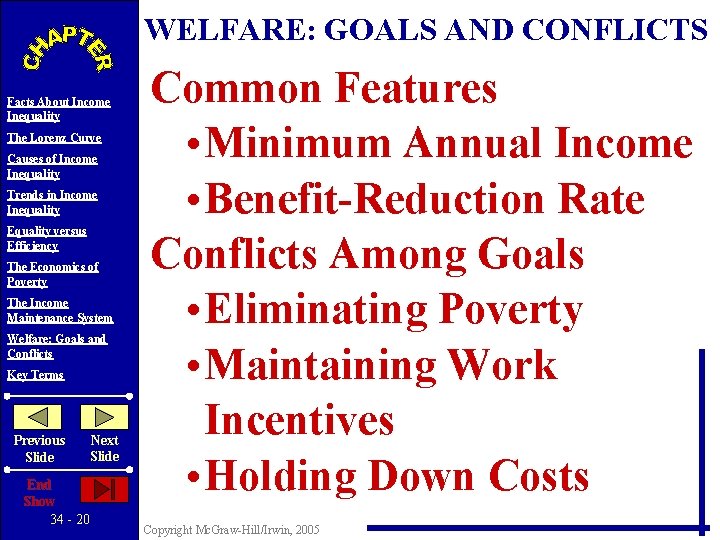 WELFARE: GOALS AND CONFLICTS Facts About Income Inequality The Lorenz Curve Causes of Income