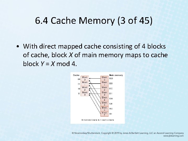 6. 4 Cache Memory (3 of 45) • With direct mapped cache consisting of