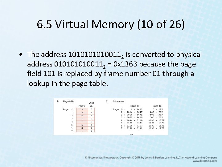 6. 5 Virtual Memory (10 of 26) • The address 1010100112 is converted to