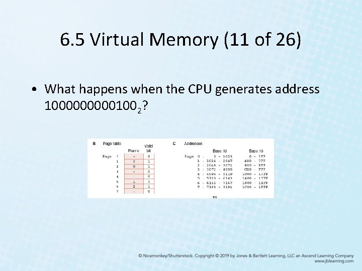 6. 5 Virtual Memory (11 of 26) • What happens when the CPU generates