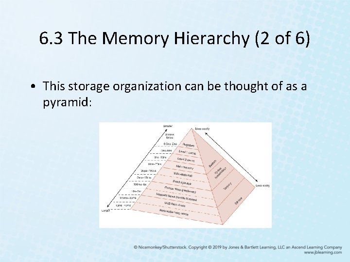 6. 3 The Memory Hierarchy (2 of 6) • This storage organization can be
