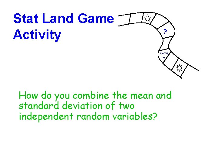 Stat Land Game Activity ? Move 1 s How do you combine the mean