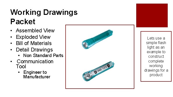 Working Drawings Packet • • Assembled View Exploded View Bill of Materials Detail Drawings
