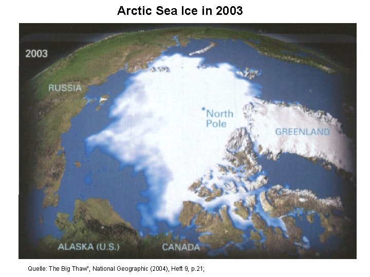 Arctic Sea Ice in 2003 Quelle: The Big Thaw“, National Geographic (2004), Heft 9,