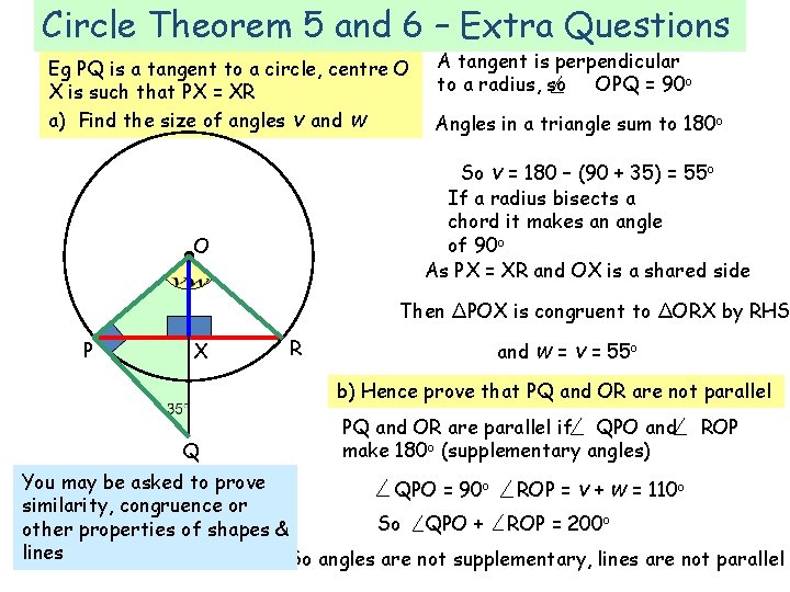 Circle Theorem 5 and 6 – Extra Questions Eg PQ is a tangent to Circle Theorem 5 and 6 – Extra Questions Eg PQ is a tangent to
