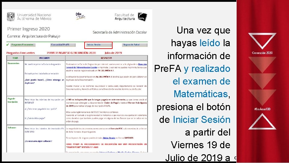 Una vez que hayas leído la información de Pre. FA y realizado el examen