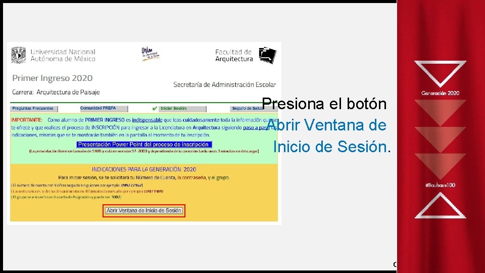 Presiona el botón Abrir Ventana de Inicio de Sesión. FIRST UP CONSULTANTS 7 