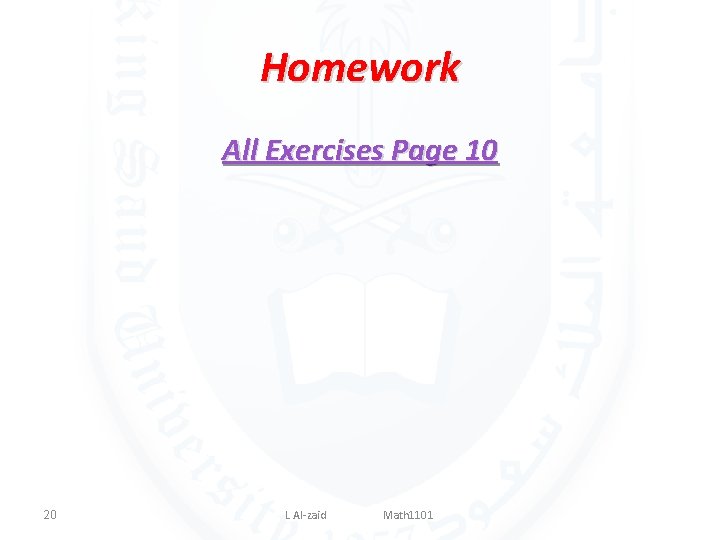 Homework All Exercises Page 10 20 L Al-zaid Math 1101 