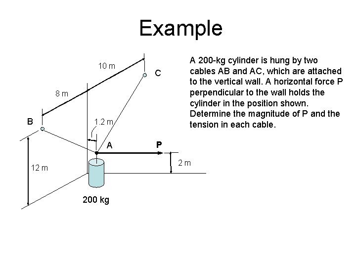 Example 10 m C 8 m B 1. 2 m A A 200 -kg