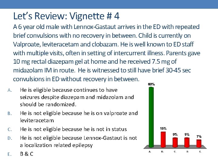 Let’s Review: Vignette # 4 A 6 year old male with Lennox-Gastaut arrives in