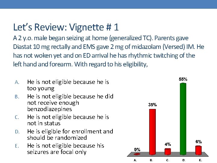 Let’s Review: Vignette # 1 A 2 y. o. male began seizing at home