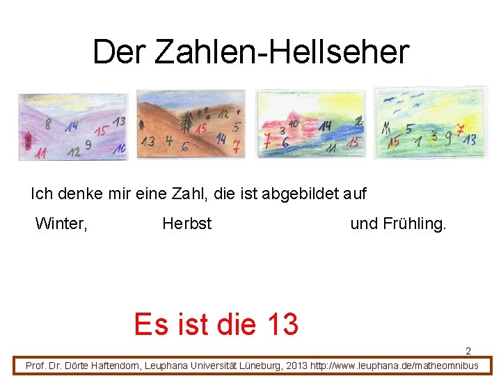 Der Zahlen-Hellseher Ich denke mir eine Zahl, die ist abgebildet auf Winter, Herbst und
