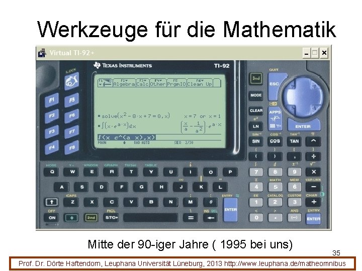 Werkzeuge für die Mathematik Mitte der 90 -iger Jahre ( 1995 bei uns) 35