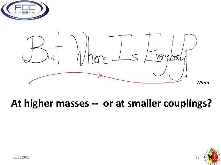 Nima At higher masses -- or at smaller couplings? 11. 06. 2021 16 