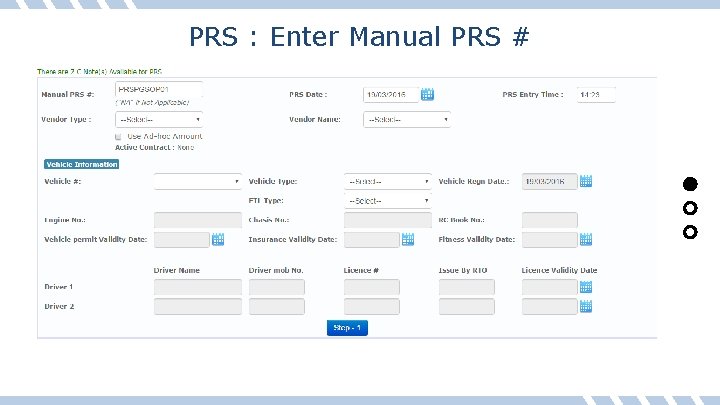 PRS : Enter Manual PRS # 