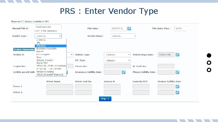 PRS : Enter Vendor Type 