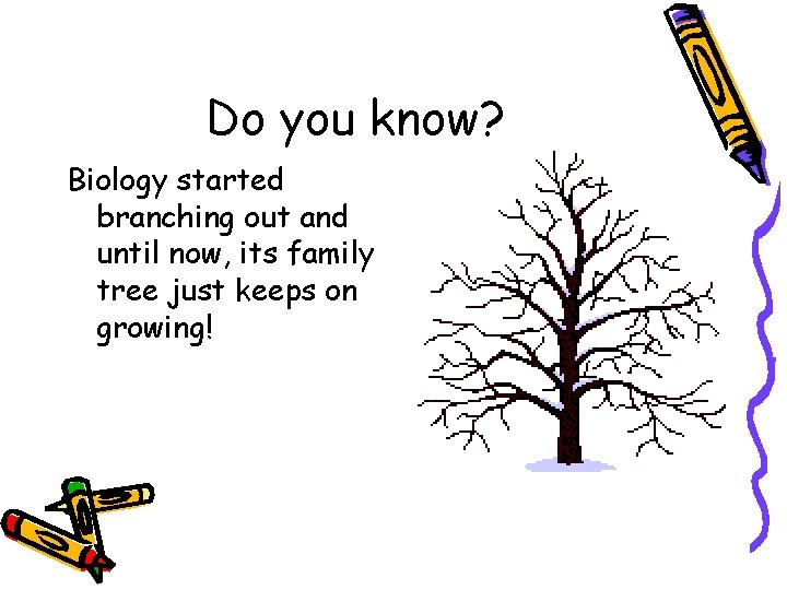 Do you know? Biology started branching out and until now, its family tree just
