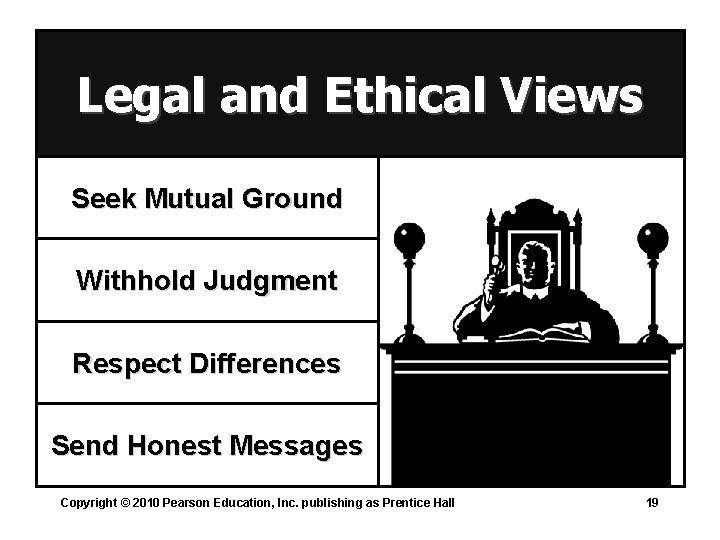 Legal and Ethical Views Seek Mutual Ground Withhold Judgment Respect Differences Send Honest Messages