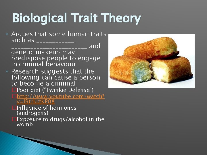 Biological Trait Theory ◦ Argues that some human traits such as __________________ and genetic