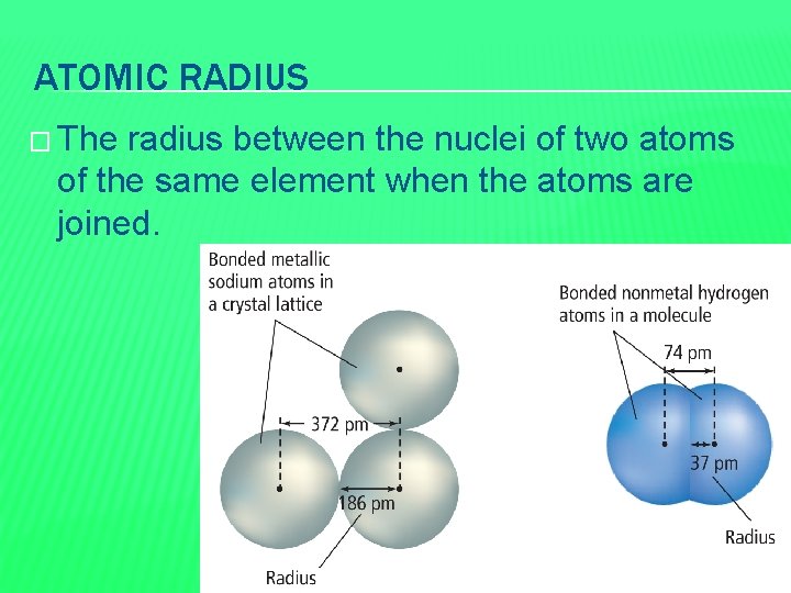 PERIODICITY ATOMIC RADIUS The radius between the nuclei - What Atom Has The Largest Atomic Radius