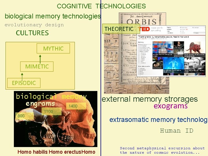 COGNITIVE TECHNOLOGIES biological memory technologies evolutionary design THEORETIC CULTURES MYTHIC MIMETIC EPISODIC biological memory