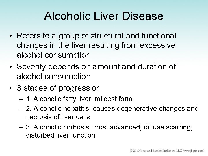 Alcoholic Liver Disease • Refers to a group of structural and functional changes in