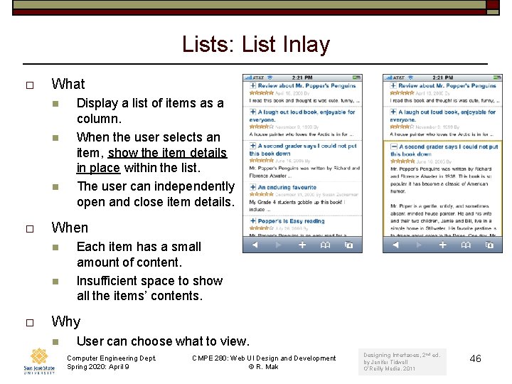 Lists: List Inlay o What n n n o When n n o Display