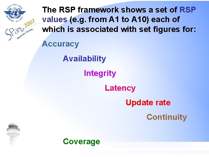 The RSP framework shows a set of RSP values (e. g. from A 1