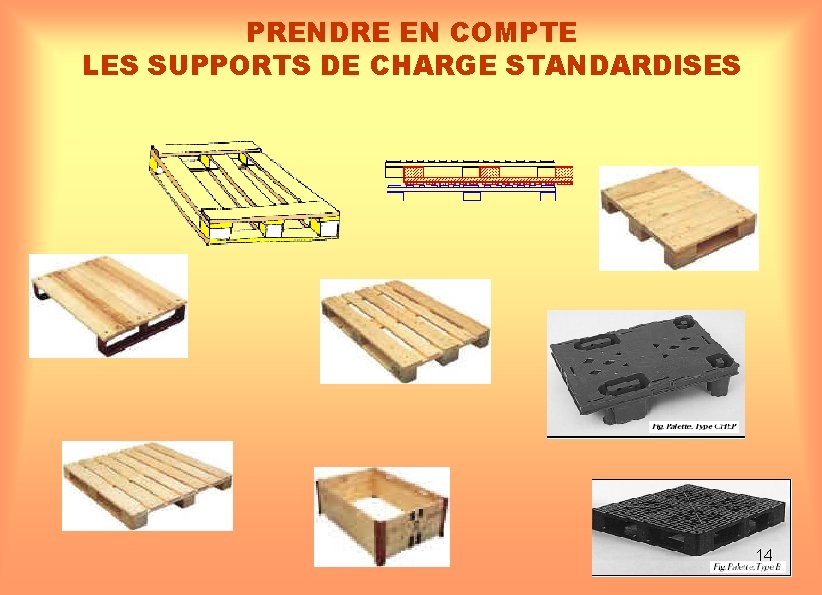 PRENDRE EN COMPTE LES SUPPORTS DE CHARGE STANDARDISES 14 