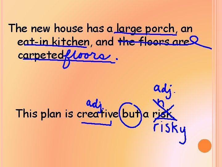 The new house has a large porch, an eat-in kitchen, and the floors are