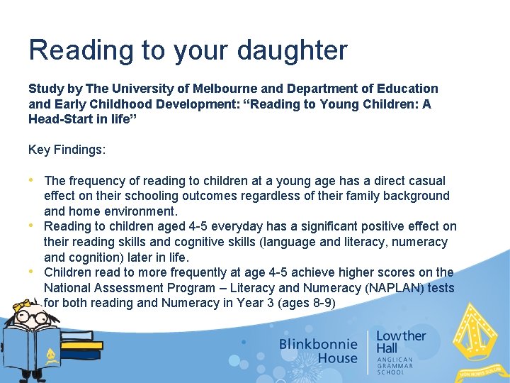 Reading to your daughter Study by The University of Melbourne and Department of Education