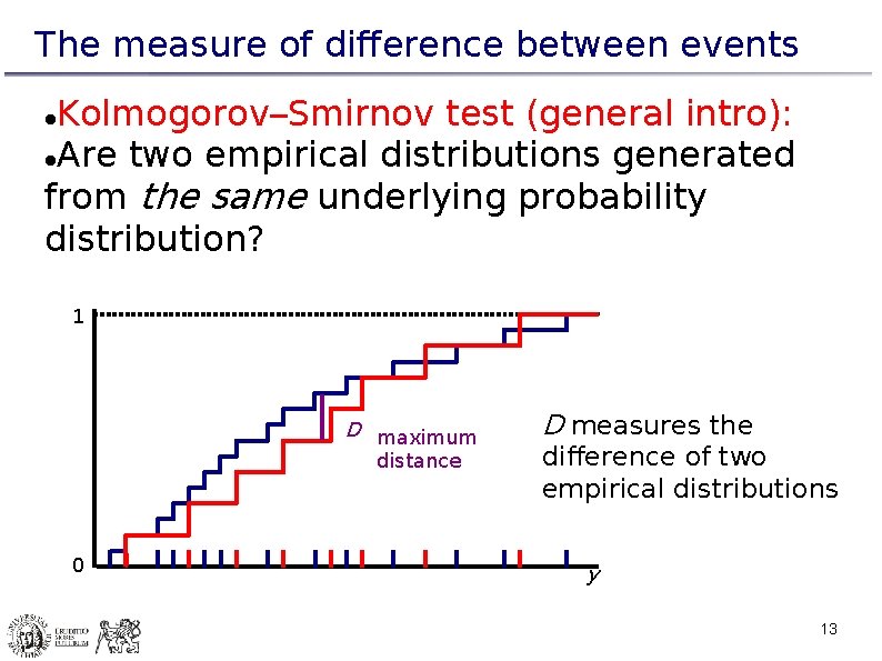 The measure of difference between events Kolmogorov–Smirnov test (general intro): Are two empirical distributions