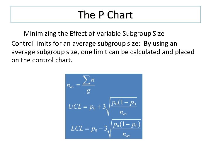 The P Chart Minimizing the Effect of Variable Subgroup Size Control limits for an The P Chart Minimizing the Effect of Variable Subgroup Size Control limits for an
