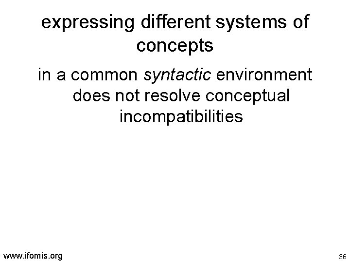 expressing different systems of concepts in a common syntactic environment does not resolve conceptual