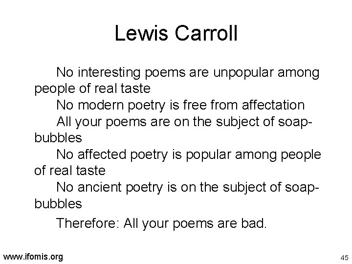 Lewis Carroll No interesting poems are unpopular among people of real taste No modern