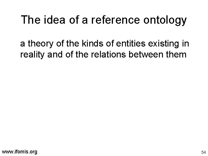 The idea of a reference ontology a theory of the kinds of entities existing