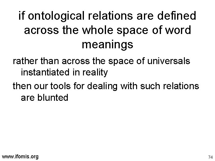 if ontological relations are defined across the whole space of word meanings rather than