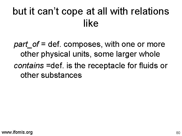 but it can’t cope at all with relations like part_of = def. composes, with