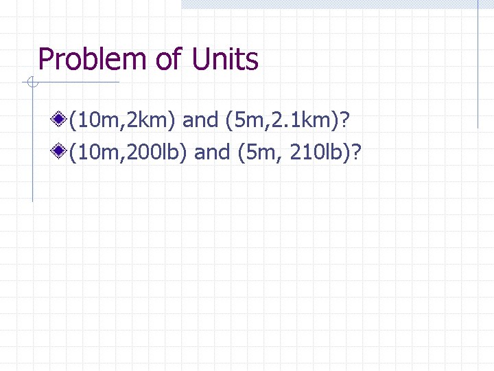 Problem of Units (10 m, 2 km) and (5 m, 2. 1 km)? (10