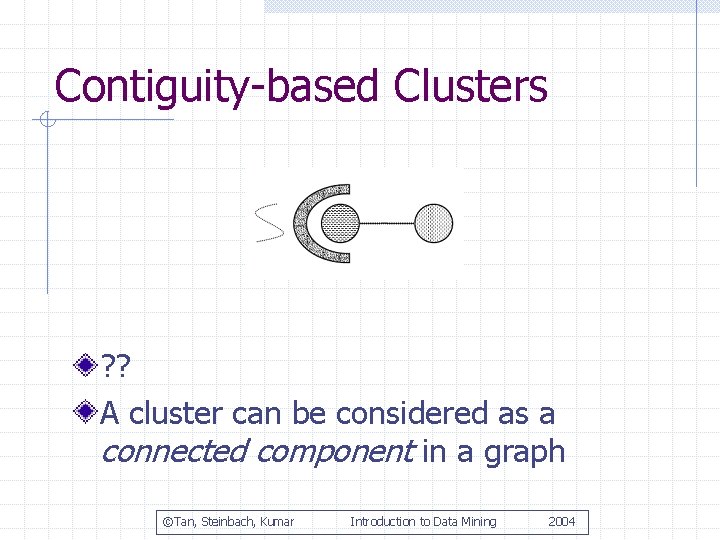 Contiguity-based Clusters ? ? A cluster can be considered as a connected component in