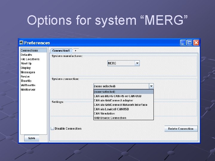 Options for system “MERG” Options for system “MERG”