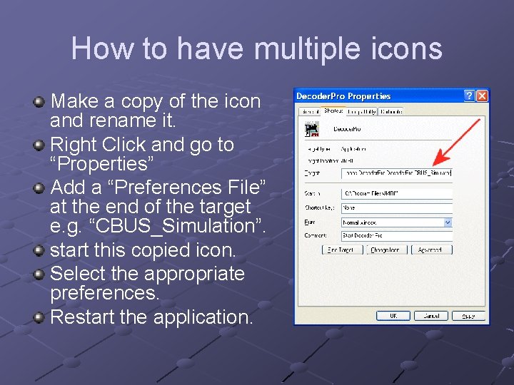 How to have multiple icons Make a copy of the icon and rename it. How to have multiple icons Make a copy of the icon and rename it.
