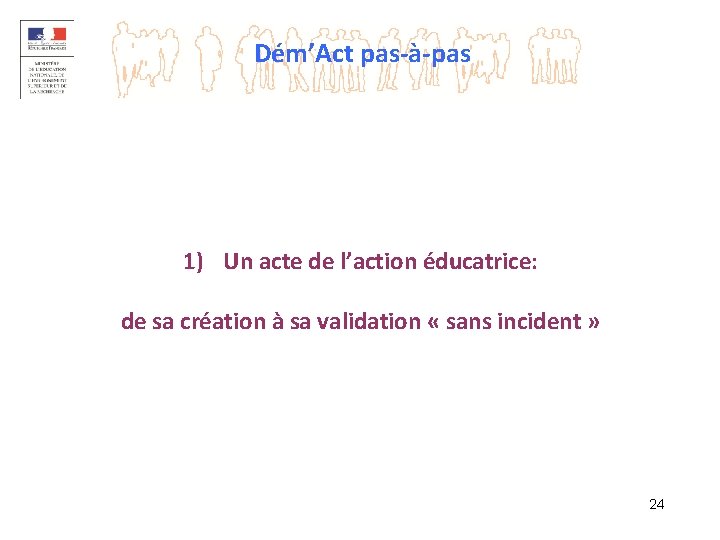 Dém’Act pas-à-pas 1) Un acte de l’action éducatrice: de sa création à sa validation