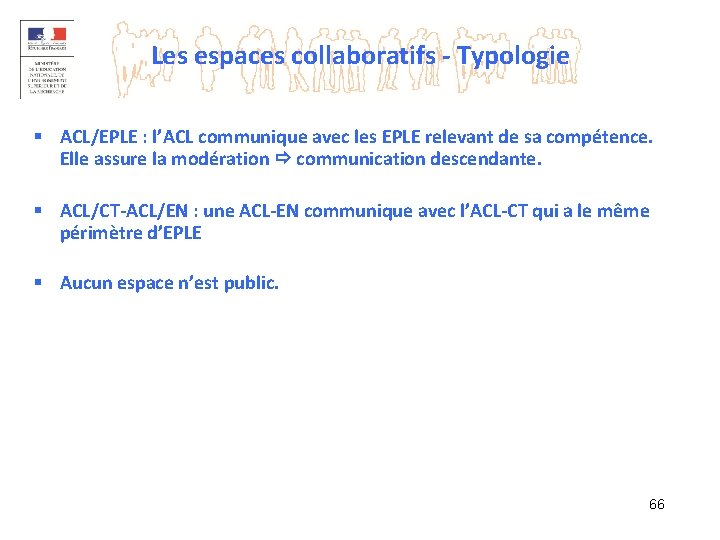 Les espaces collaboratifs - Typologie § ACL/EPLE : l’ACL communique avec les EPLE relevant